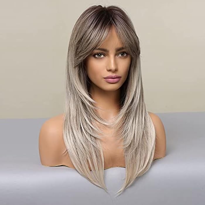 DILLARDS Alanhair Long Ombre Blonde Wigs For Women,Haircube Layered Synthetic Wig With Bangs Heat Resistant Fiber Daily - Image 4